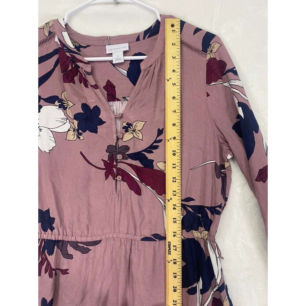 Liz Claiborne Long-sleeve floral Tier midi A-line Peasant cottage dress Sz S - Picture 8 of 10